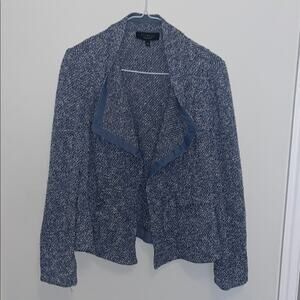 Talbots Heathered Grey Blue Blazer Versatile Cropped Design